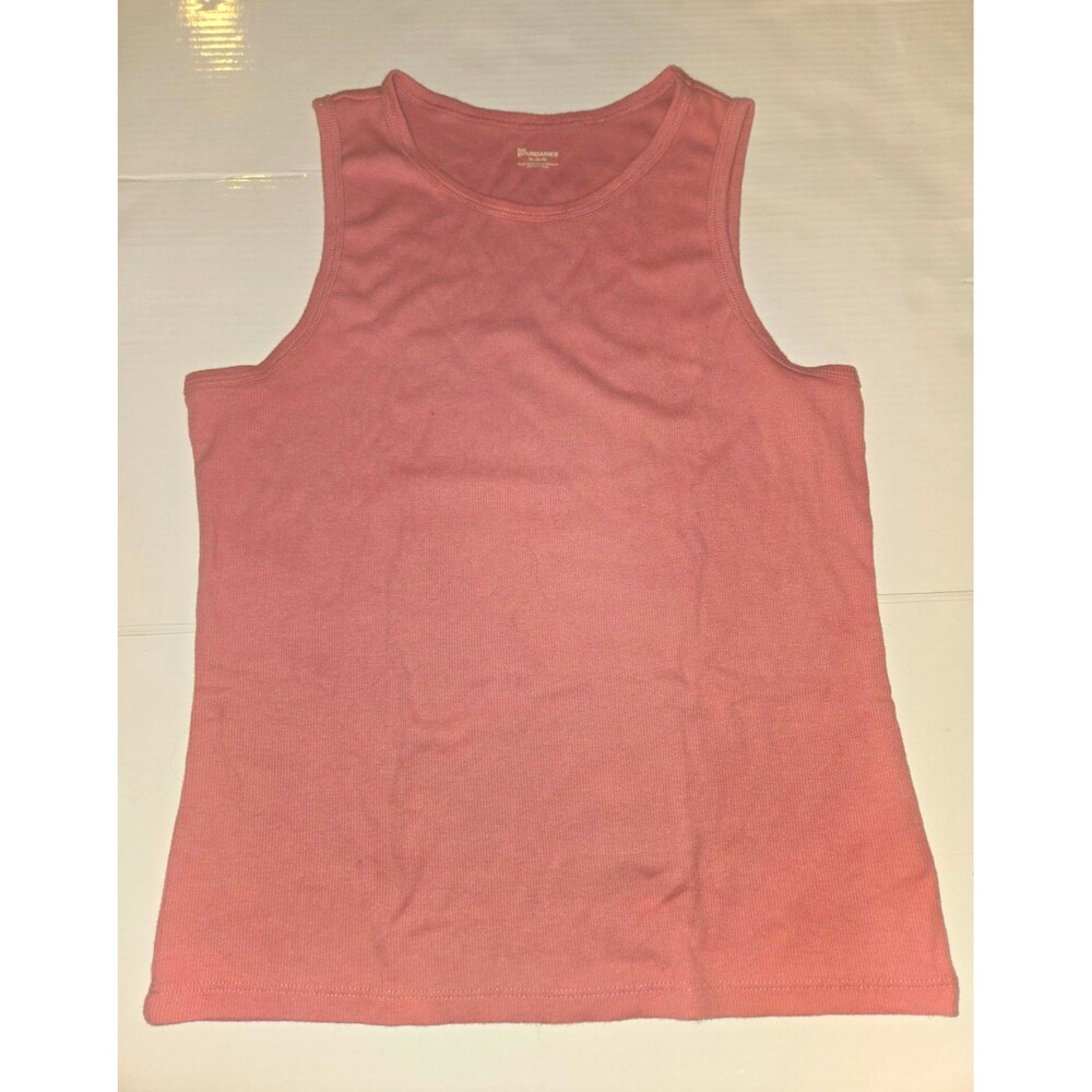 No Boundaries Womans Pink Ribbed Crew Neck Sleeveless Tank Top Size XL